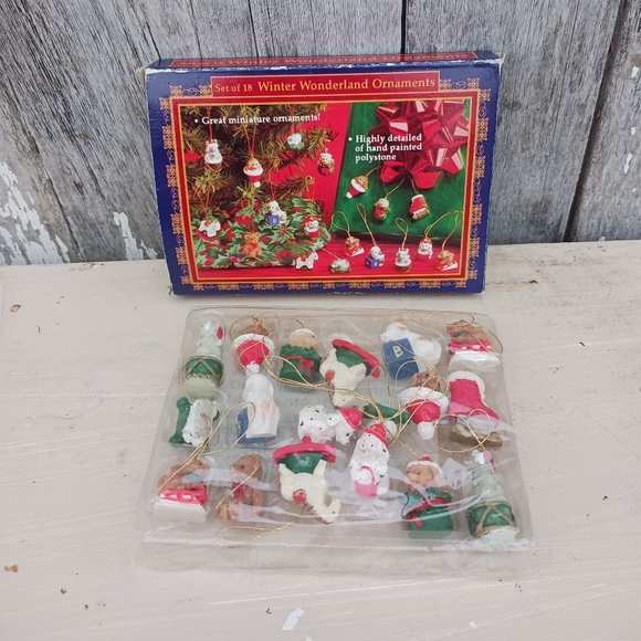 Other - Set of 18 Mini Christmas Winter Wonderland Ornaments Hand Painted